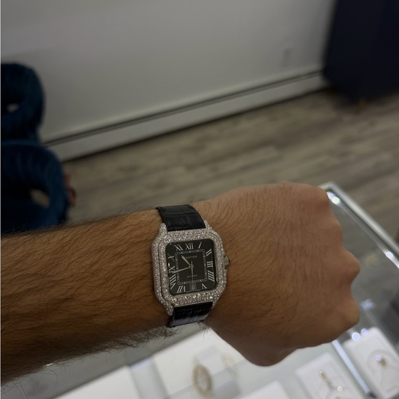 Iced Out Carti On a Black Leather Strap